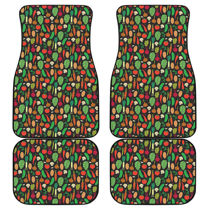 Cute Vegan Pattern Print Front and Back Car Floor Mats
