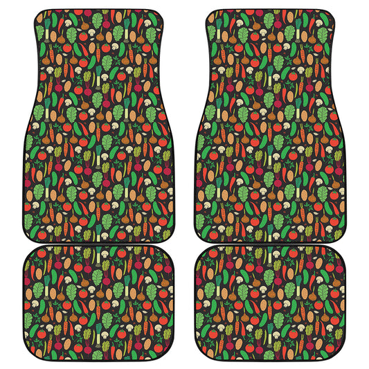 Cute Vegan Pattern Print Front and Back Car Floor Mats