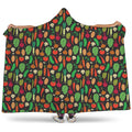 Cute Vegan Pattern Print Hooded Blanket