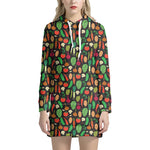 Cute Vegan Pattern Print Hoodie Dress