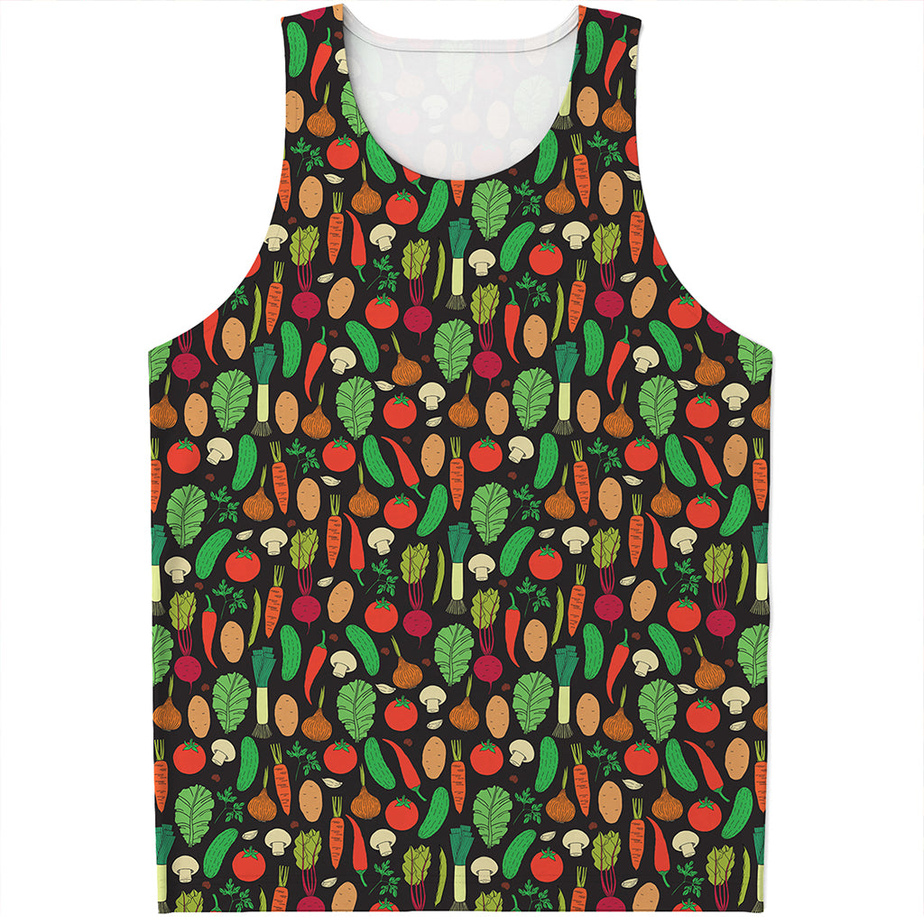 Cute Vegan Pattern Print Men's Tank Top