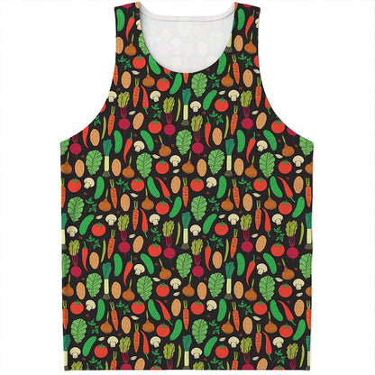 Cute Vegan Pattern Print Men's Tank Top
