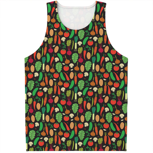 Cute Vegan Pattern Print Men's Tank Top