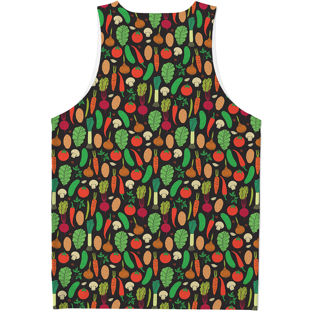 Cute Vegan Pattern Print Men's Tank Top
