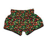 Cute Vegan Pattern Print Muay Thai Boxing Shorts