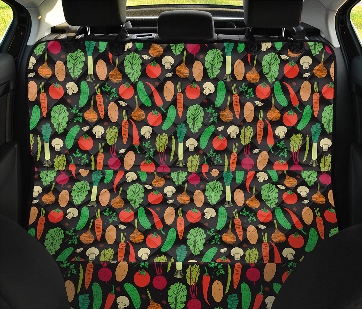 Cute Vegan Pattern Print Pet Car Back Seat Cover