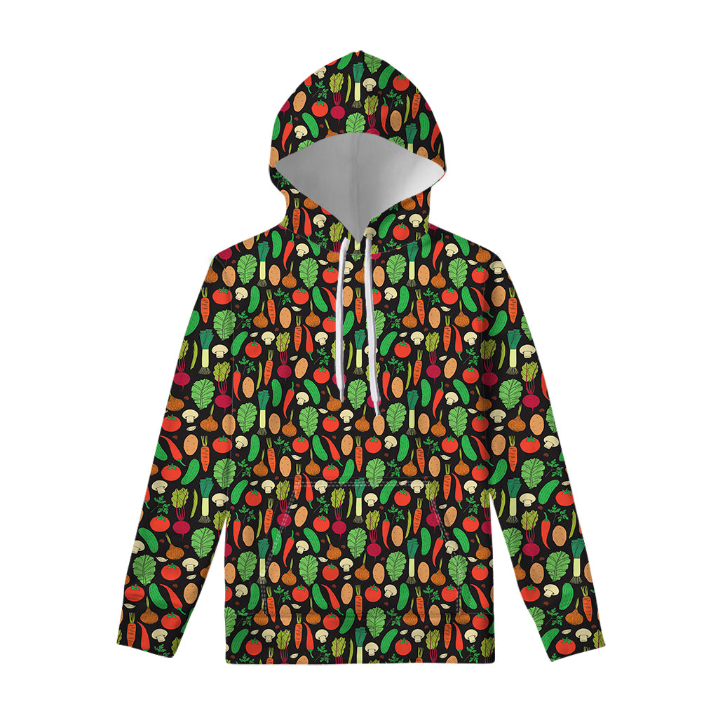 Cute Vegan Pattern Print Pullover Hoodie