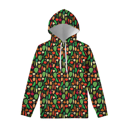 Cute Vegan Pattern Print Pullover Hoodie
