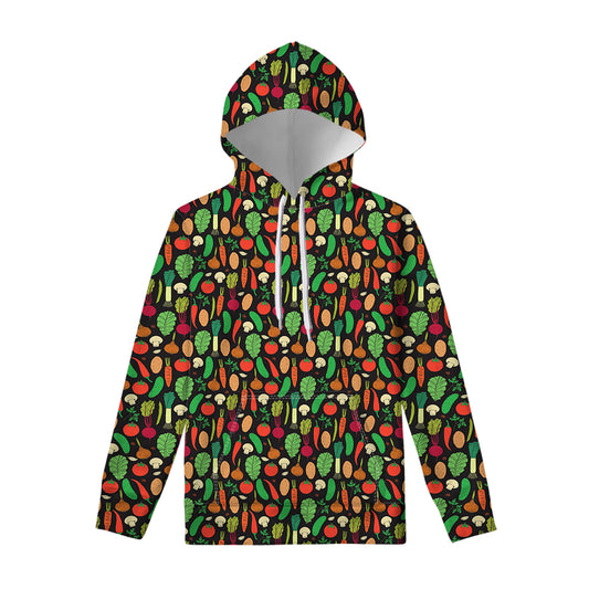 Cute Vegan Pattern Print Pullover Hoodie