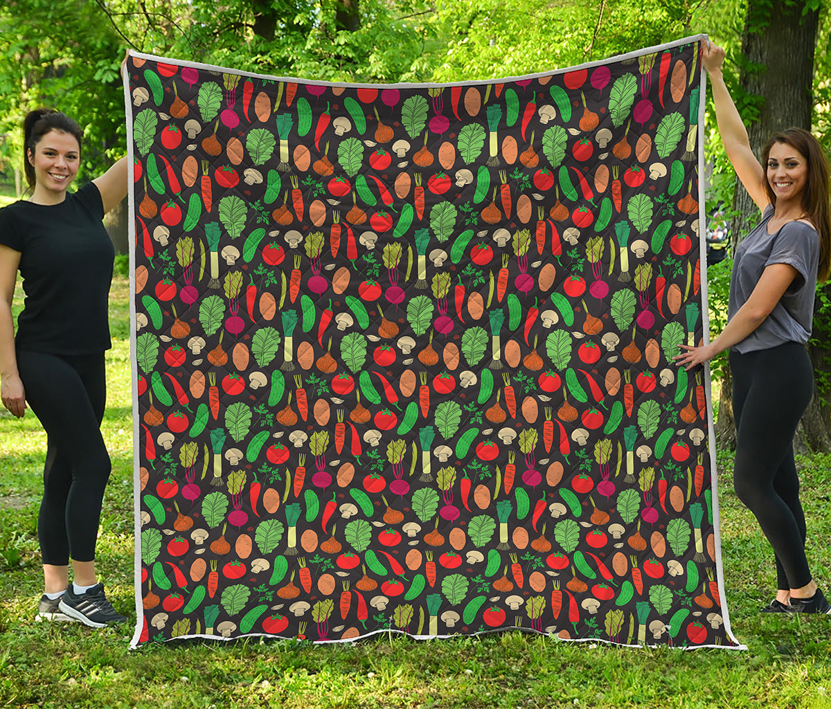 Cute Vegan Pattern Print Quilt