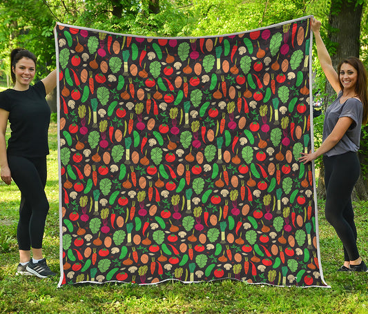 Cute Vegan Pattern Print Quilt