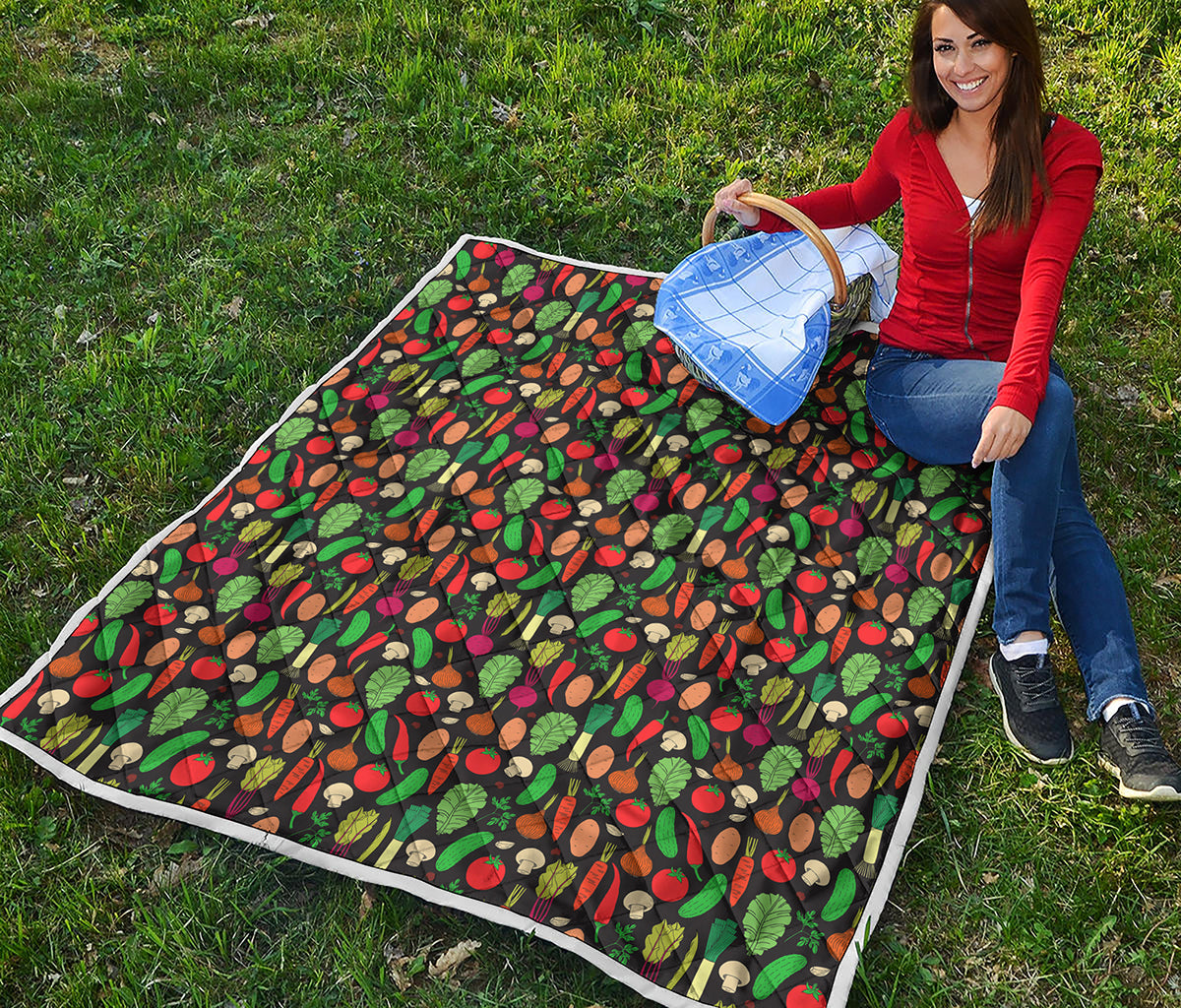 Cute Vegan Pattern Print Quilt