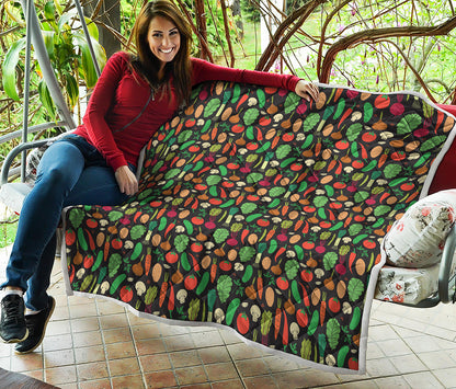 Cute Vegan Pattern Print Quilt