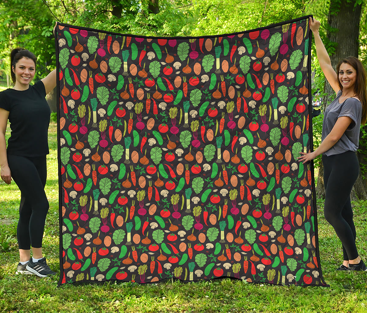Cute Vegan Pattern Print Quilt