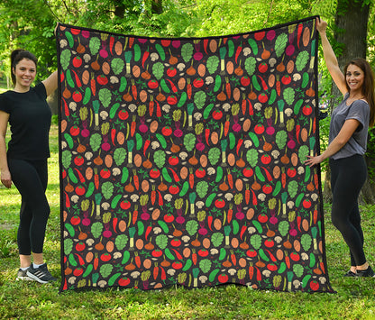 Cute Vegan Pattern Print Quilt