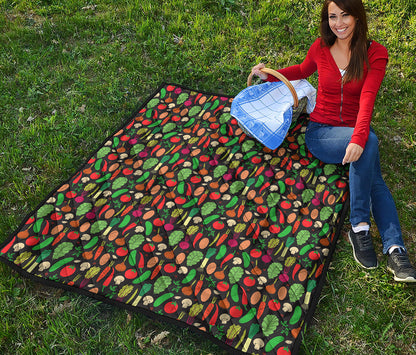 Cute Vegan Pattern Print Quilt