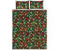Cute Vegan Pattern Print Quilt Bed Set
