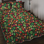 Cute Vegan Pattern Print Quilt Bed Set