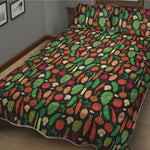 Cute Vegan Pattern Print Quilt Bed Set