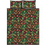 Cute Vegan Pattern Print Quilt Bed Set