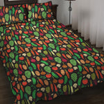 Cute Vegan Pattern Print Quilt Bed Set