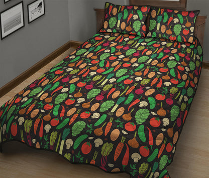 Cute Vegan Pattern Print Quilt Bed Set