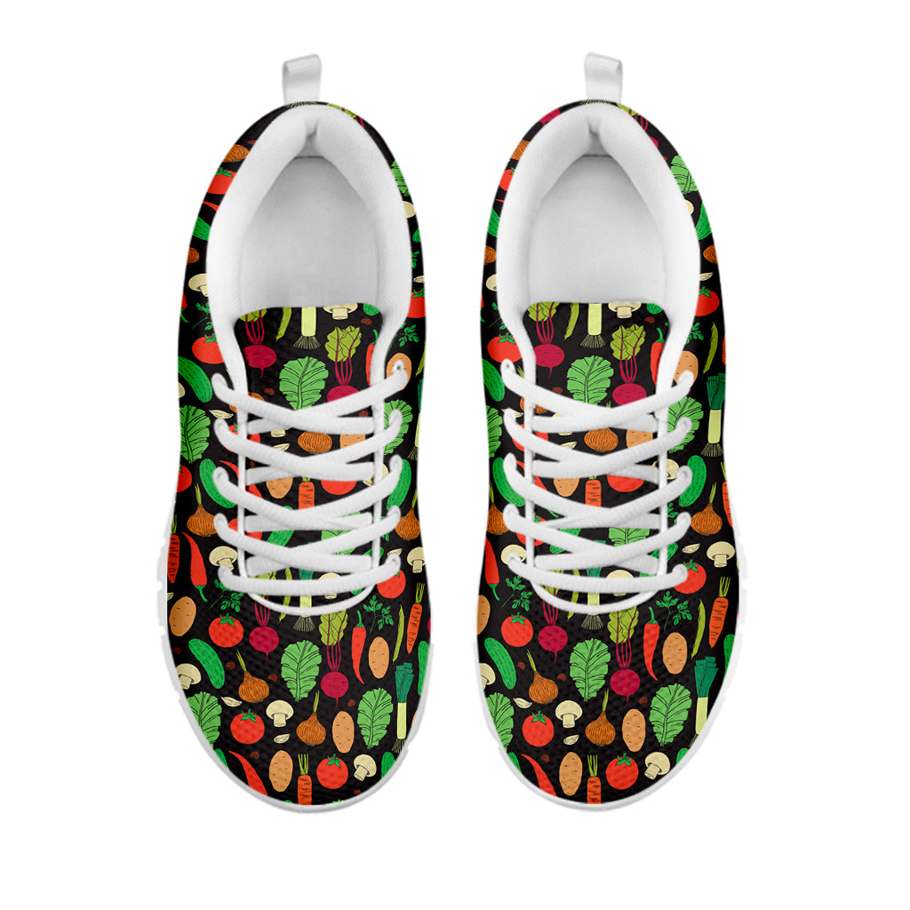 Cute Vegan Pattern Print White Sneakers