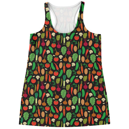 Cute Vegan Pattern Print Women's Racerback Tank Top