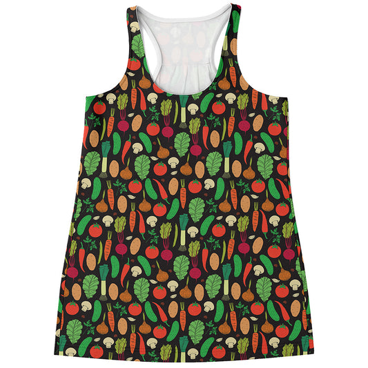 Cute Vegan Pattern Print Women's Racerback Tank Top