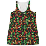 Cute Vegan Pattern Print Women's Racerback Tank Top