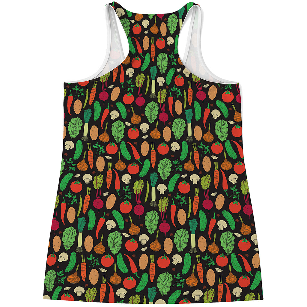Cute Vegan Pattern Print Women's Racerback Tank Top