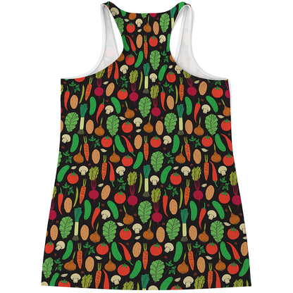 Cute Vegan Pattern Print Women's Racerback Tank Top
