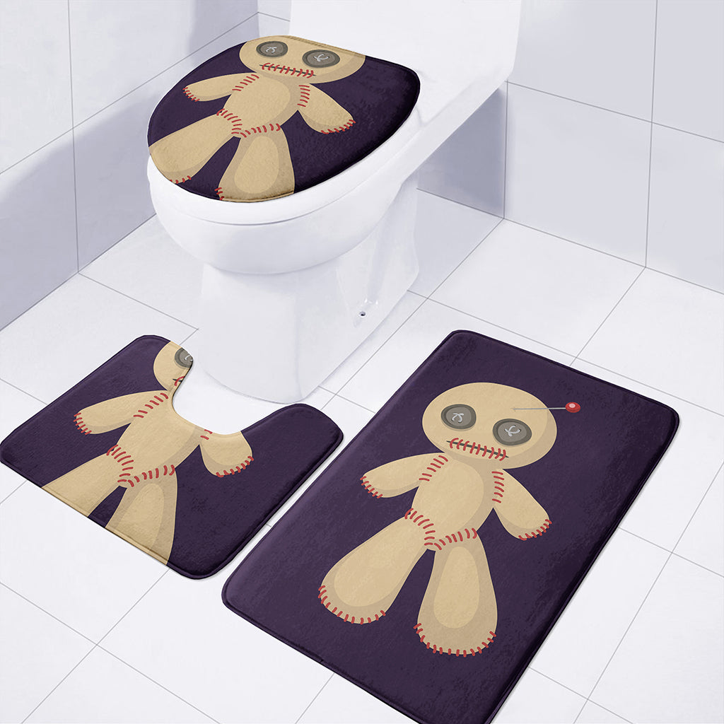Cute Voodoo Doll Print 3 Piece Bath Mat Set