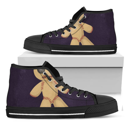 Cute Voodoo Doll Print Black High Top Shoes