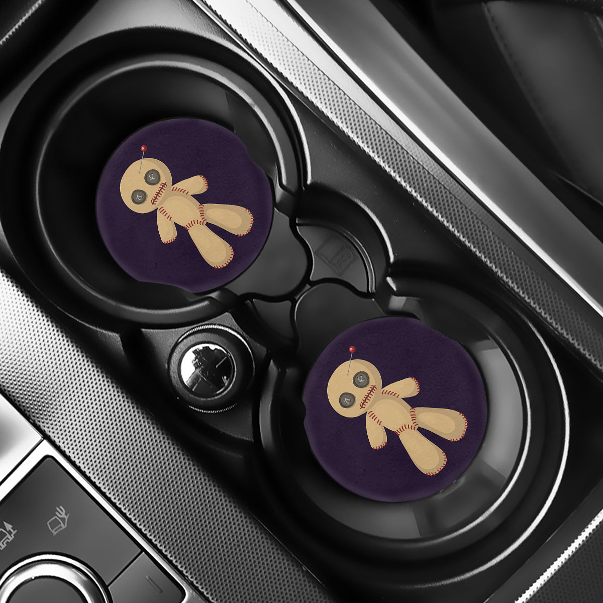 Cute Voodoo Doll Print Car Coasters