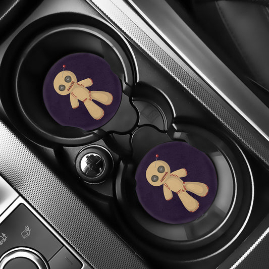 Cute Voodoo Doll Print Car Coasters