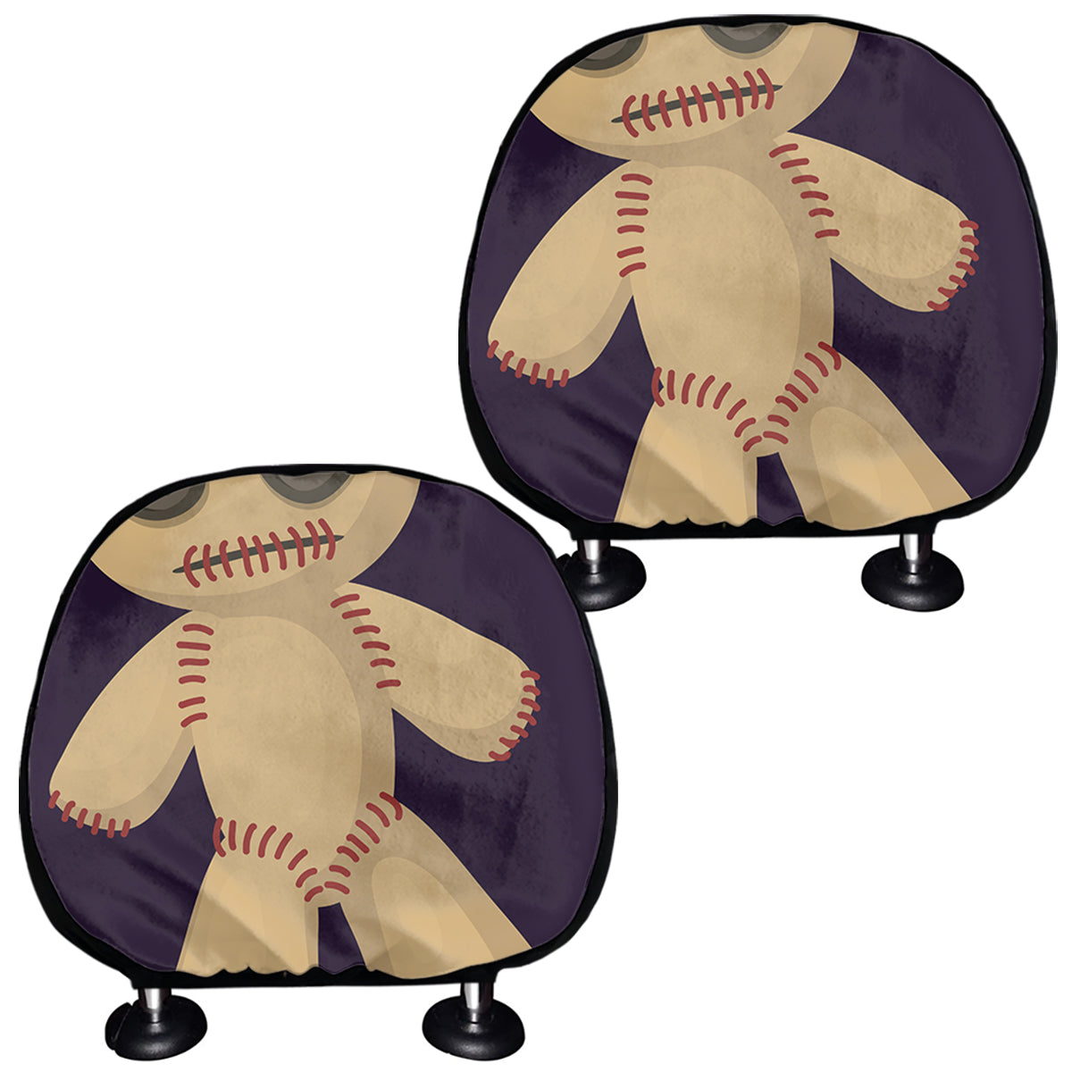 Cute Voodoo Doll Print Car Headrest Covers