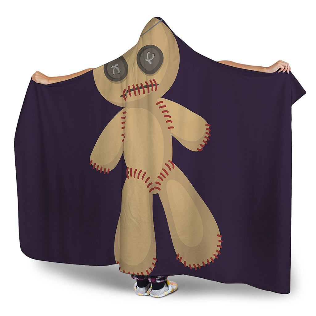 Cute Voodoo Doll Print Hooded Blanket