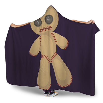 Cute Voodoo Doll Print Hooded Blanket