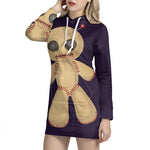Cute Voodoo Doll Print Pullover Hoodie Dress