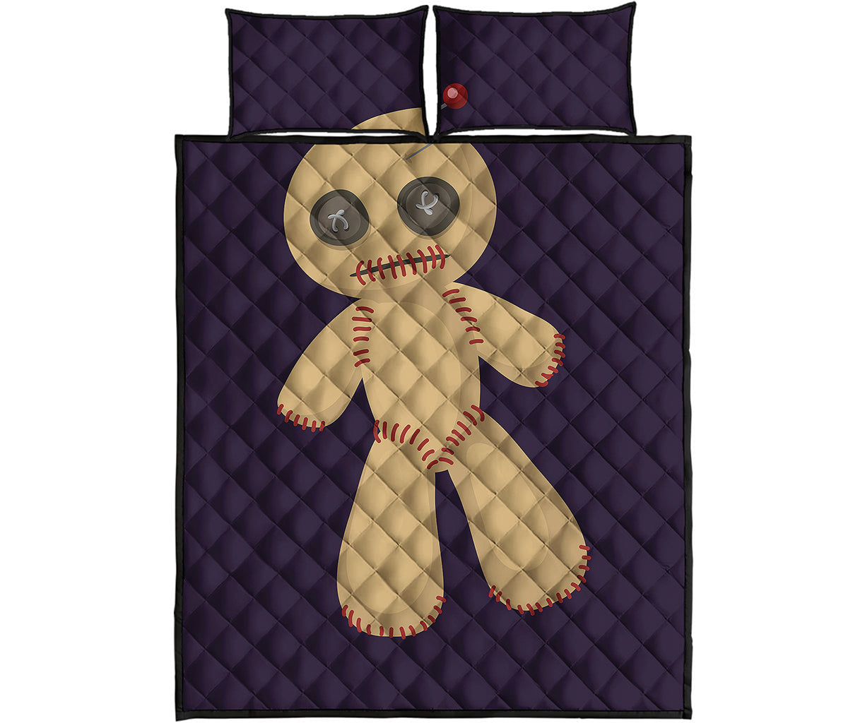 Cute Voodoo Doll Print Quilt Bed Set