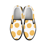 Cute Waffle Pattern Print Black Slip On Shoes