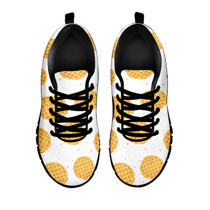 Cute Waffle Pattern Print Black Sneakers