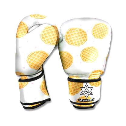 Cute Waffle Pattern Print Boxing Gloves