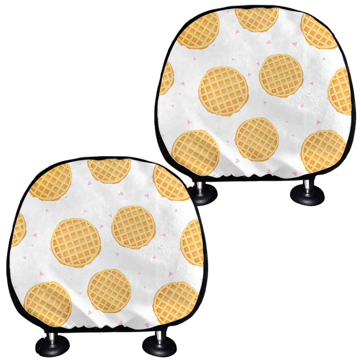 Cute Waffle Pattern Print Car Headrest Covers