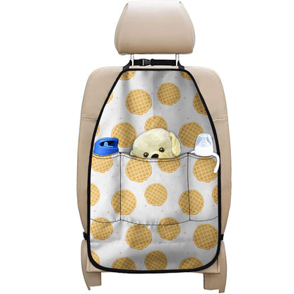 Cute Waffle Pattern Print Car Seat Organizers