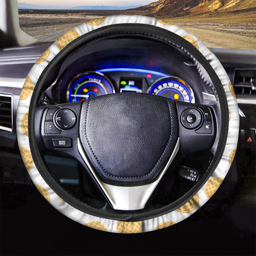 Cute Waffle Pattern Print Car Steering Wheel Cover
