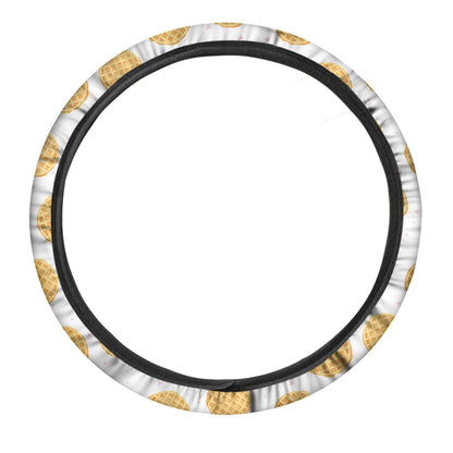 Cute Waffle Pattern Print Car Steering Wheel Cover