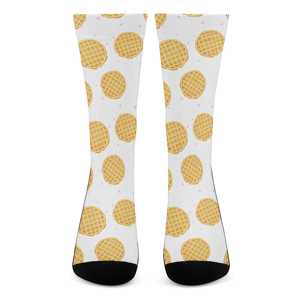 Cute Waffle Pattern Print Crew Socks