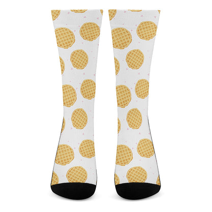 Cute Waffle Pattern Print Crew Socks